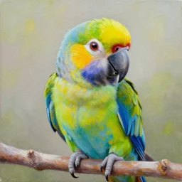 beautiful acrylic painting of an adorable parrot, by jeremiah ketner, 8k hq trending on artstation