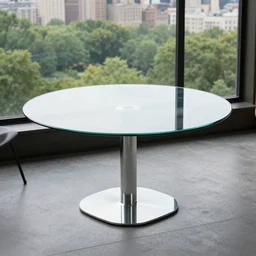 clean cool glass table overlooking central park