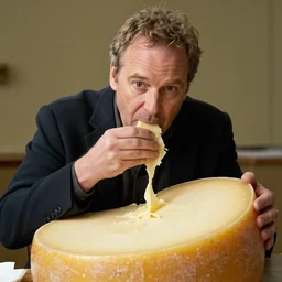 bill murray eating a large wheel of cheese,