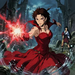a film still of a history of an baldurs gate, where kate beckinsale red dress acting as dnd thief, flower explosion, water, finely detailed features, perfect art, at an ancient city, gapmoe yandere grimdark, trending on pixiv fanbox, painted by greg rutkowski makoto shinkai takashi takeuchi studio ghibli, akihiko yoshida