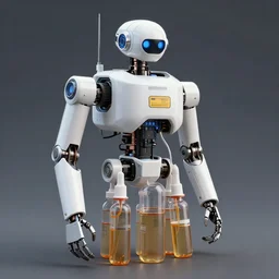 a rebot with bunch of infusion bottel
