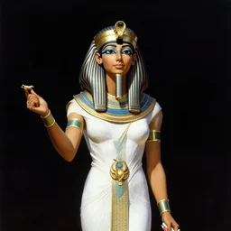 egyptian high priestess channeling the goddess isis, illustration by frank frazetta