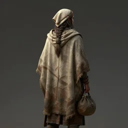 an intricate concept portrait art illustration of a nomad with a cape and bag standing, back - view, mid shot, fuzichoco color palette, digital art, style by ivan talavera and artgerm and wlop, hyper realistic, photorealistic, octane render, trending on artstation, cgsociety, cinematic light