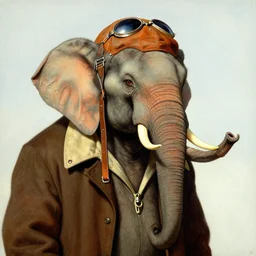 An Elephant 1940's Aviator portrait, art by Norman Rockwell