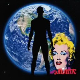 the creator of the universe, pitch black masculine figure, gerald brom and andy warhol, cosmic horror, planet earth