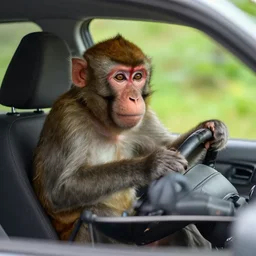 a monkey drives f 1 car