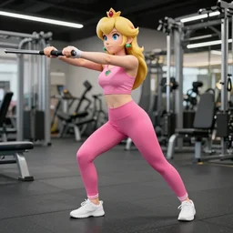 princess peach realistic, leggings, working out in gym
