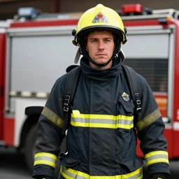 firefighter, man, highly detailed, 4 k, hdr, smooth, sharp focus, high resolution, artgerm, photorealistic
