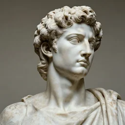 east african man with curly hair as a marcus aurelius sculpture, intricate details, sharp focus