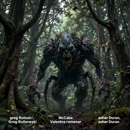 a monster lurking in the shadows of the trees, forest, horror, unsettling, very very very very scary, by greg rutkowski, chris tulloch mccabe, valentina remenar and asher duran, digital art, concept art, trending on artstation
