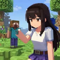 rich anime girl playing minecraft