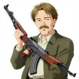 Walter White Holding A AK-47, In The Style Of Anime, 4K