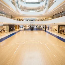 basketball court in the center of the citadel mall, wide angle