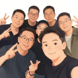 a detailed illustration of a small group of men posing for a selfie, by timothy kong, trending on artstation