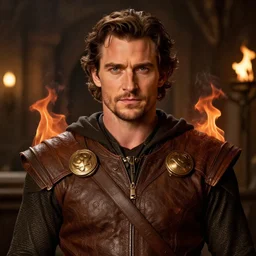 henry cavill as a dnd fire mage in a fantasy tavern, closeup portrait, by donato giancola, symmetry!!