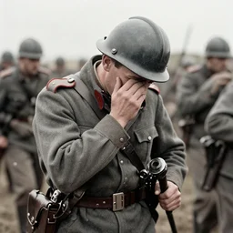 french soldier dabbing during the battle of verdun ( 1 9 1 6 ), historical photograph, highly detailed, dab