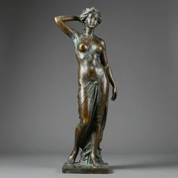 a bronze sculpture of an elegant lady