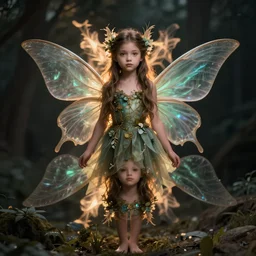 full body shot of an faerie girl, photorealistic, perfect symmetrical image, symmetrical face, perfect face, longshot, cinematic, hyper realism, hyper detailed