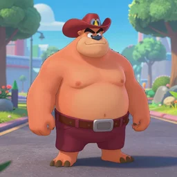 roadhog from overwatch in style of the 1 9 9 0 disney cartoon, cinematic shot, octane render
