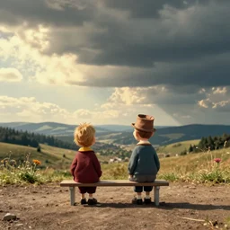 calvin and hobbes in real life in a wes anderson movie
