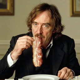 lord francis bacon eating bacon with kevin bacon in the style of francis bacon