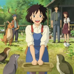 a film still of a 1 9 5 0's happy zoo keeper girl working, finely detailed features, full body mid shot, perfect art, in the zooyard, gapmoe yandere grimdark, trending on pixiv fanbox, painted by gaston bussiere, makoto shinkai, akihiko yoshida, gaston bussiere, craig mullins, studio ghibli