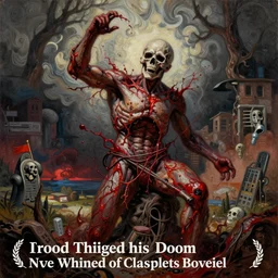 blood enriched by iron, penetrated and scorched, one must withhold he celebrated his doom, highly conceptual figurative art, intricate detailed oil illustration, controversial postmodern poster art