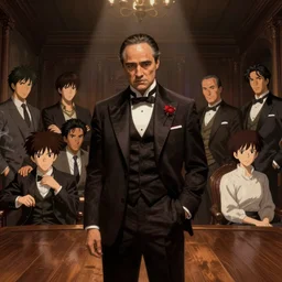 godfather still, gangster, smoky, suit, male, masculine, wooden floor, high ceiling, portrait shinkai makoto studio ghibli studio key hideaki anno sakimichan stanley artgerm lau rossdraws james jean marc simonetti elegant highly detailed digital painting artstation pixiv