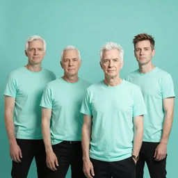 1 9 6 0 s photograph of a 4 piece white male psychedelic rock band in peppermint themed sailor outfits posing with instruments in a set that resembles sgt. pepper's lonely hearts club band