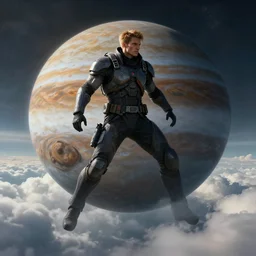 adam jensen from deus ex mankind divided falling through the clouds!! of jupiter!!, by cedric peyravernay, highly detailed, excellent composition, cinematic concept art, dramatic lighting, trending on artstation