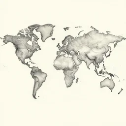 world map pencil sketch, trending on artstation, cgsociety