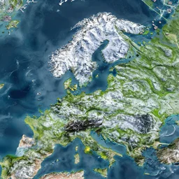 a extremely high detailed 3 d render of a topography map for stockholm unreal engine fantastic light effects snowy mountains, green valleys, dramtic rivers and oceanic waves