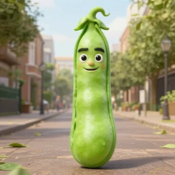a giant string bean with the face of mister bean
