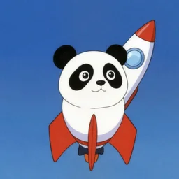 panda rocket, classic anime scifi 1 9 8 0 s cartoon, title screen