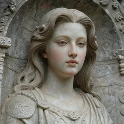 beautiful young gorgeous woman in the style stone carving