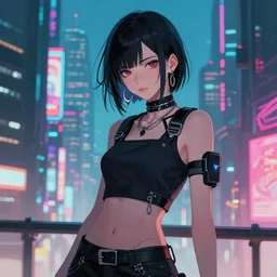 digital painting of nana osaki in cyberpunk city, cyberpunk style, trending on artstation,