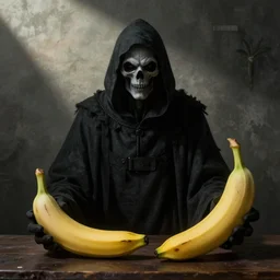 grim reaper and a banana, magritte