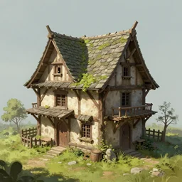 beautiful concept art of a medieval house