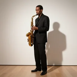 long taller than normal surreal john coltrane sax dark shadow, art at moma museum - n 4 - i