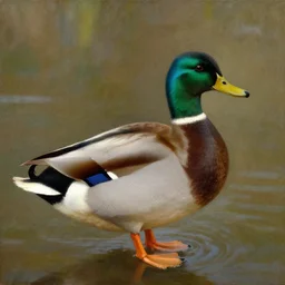 classic and refined mallard, oil painting, rembrandt