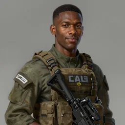 portrait of a man by Greg Rutkowski, a black man in his 20s, short hair, military composure, friendly, wearing the tactical gear of the galactic alliance, Star Wars Expanded Universe, highly detailed portrait, digital painting, artstation, concept art, smooth, sharp foccus ilustration, Artstation HQ