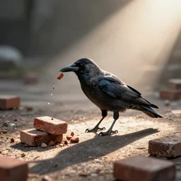 a crow shitting bricks