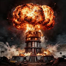 atomic bomb explosion in the philippines, detailed intricate illustration, dark atmosphere, detailed illustration, hd, 4 k, digital art, overdetailed art, by greg rutkowski, by loish, complementing colors, trending on artstation, deviantart