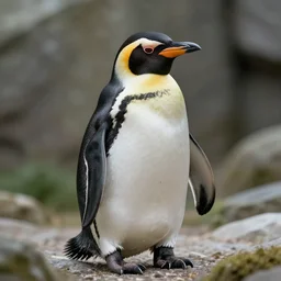 wood penguin in the wild. fantasy art.