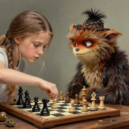 greta thunberg playing chess with lorax, artwork highly detailed
