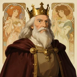 portrait of a medieval old king, elegant, highly detailed, smooth, art by studio ghibli! and alphonse mucha and fujita goro and tom whalen, artstation, 8 k