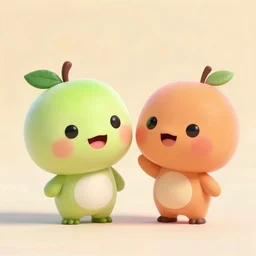 a couple of cutest little fruitties being friends, pixar, cgi, 4 k, vivid, hyperdetailed