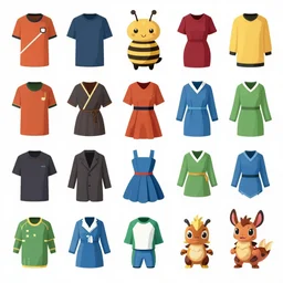 variety of aesthetic clothing assets spritesheet game asset vector art, smooth style beeple, by thomas kinkade hearstone league of legends dofus overwatch, by maplestory