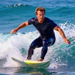 photorealistic simon cowell surfing. hyperdetailed photorealism, 1 0 8 megapixels, amazing depth, high resolution, 3 d shading, 3 d finalrender, 3 d cinematic lighting, glowing rich colors, psychedelic overtones, artstation concept art.