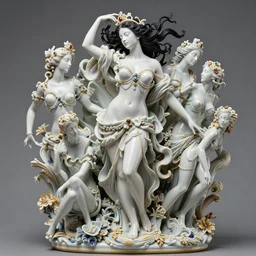 high intricate porcelain baroque gorgeous woman very white skin dark hair flowing sensual, 8 k, hyperrealistic hyperdetailed maria panfilova, andrea savchenko, mike kime, ludovic plouffe, qi sheng luo, oliver cook, trending on artstation
